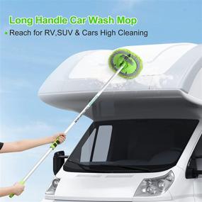 img 3 attached to 🧼 Wontolf Car Wash Brush Kit: 62'' Long Handle Chenille Microfiber Mop Mitt, Window Squeegee, Duster, Towels - Ideal for Cars, RVs, Trucks, Boats - 9PCS Cleaning Set