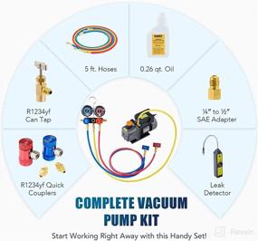 img 2 attached to 🔧 Orion Motor Tech R1234yf AC Gauges and Vacuum Pump Kit with Leak Detector, 5FT Hoses, R1234yf Quick Couplers, 4 cfm Vacuum Pump, and Manifold Gauge Set, 1/3 HP Vacuum Pump R1234yf Gauge Set