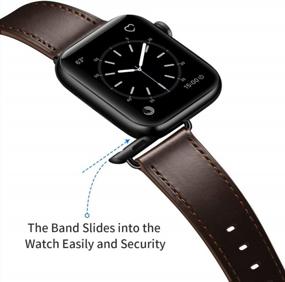 img 1 attached to Обновите свой стиль Apple Watch с помощью ремешка из натуральной кожи OUHENG темно-коричневого цвета с черным адаптером