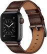 upgrade your apple watch style with ouheng genuine leather band in dark brown with black adapter logo