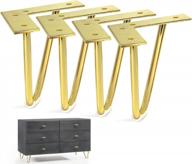 sopicoz gold metal furniture legs 6 inch, heavy duty hairpin legs set of 4 for cabinet, tv stand, dresser, home diy project logo