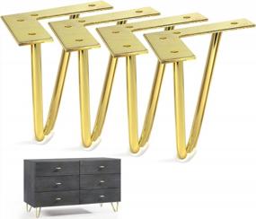 img 4 attached to Sopicoz Gold Metal Мебельные ножки 6 дюймов, сверхпрочные шпильки, набор из 4 ножек для шкафа, подставки под телевизор, комод, домашний проект «сделай сам»