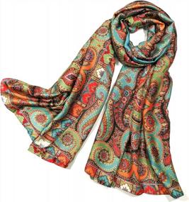 img 3 attached to Women'S Long Floral Satin Scarves With Luxurious Silk Feel In Gift Box From Shanlin