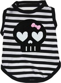 img 2 attached to 🐶 Petitebella Black Skull Face Puppy Dog Shirt: Stylish Stripes for Medium-Sized Dogs