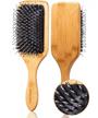 boar bristle hair brush set with wide tooth tail comb men detangling hair brushes for women mens paddle brush bamboo wooden bore natural hairbrush for shine fine hair reduce frizz improve hair texture logo