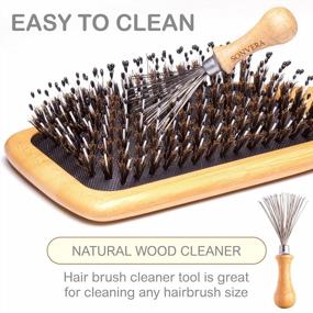 img 1 attached to Boar Bristle Hair Brush Set With Wide Tooth Tail Comb Men Detangling Hair Brushes For Women Mens Paddle Brush Bamboo Wooden Bore Natural Hairbrush For Shine Fine Hair Reduce Frizz Improve Hair Texture