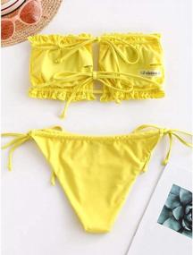 img 2 attached to Women'S Strapless Ruffle Bandeau Bikini Set Swimsuit With Tie Back Cutout