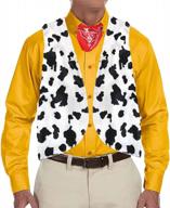 karlywindow мужской жилет с принтом коровы открытый спереди фестиваль винтажные хиппи костюмы на хэллоуин наряд жилеты логотип