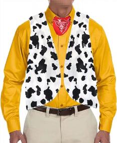 img 4 attached to Karlywindow мужской жилет с принтом коровы открытый спереди фестиваль винтажные хиппи костюмы на Хэллоуин наряд жилеты