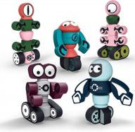 get fun and educational magnetic robots - 35pcs kids blocks set with storage box - stem toy with stacking robots for boys and girls ages 3-6 - gifts2u style a logo