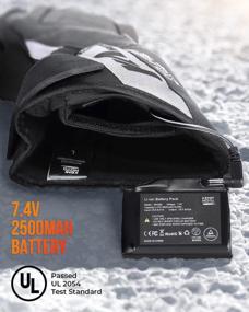 img 1 attached to Мотоциклетные перчатки Kemimoto с подогревом для мужчин и женщин, 7,4 В, 2500 мАч, электрические нагревательные перчатки, водонепроницаемый сенсорный экран с перезаряжаемой батареей, срок службы до 9 часов (L, черный)