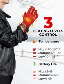 img 2 attached to Kemimoto Heated Motorcycle Gloves For Men And Women 7.4V 2500MAh, Electric Heating Gloves Waterproof Touchscreen With Rechargeable Battery Last Up To 9 H (L, Black)