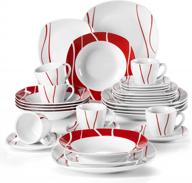 malacasa набор фарфоровой посуды из 30 предметов - серо-белые квадратные тарелки на 6 персон, серия felisa логотип