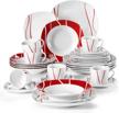 malacasa 30-piece porcelain dinnerware set - gray white square dishes for 6, series felisa logo
