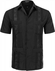 img 3 attached to Men'S Cuban Guayabera Shirts: Allsense Short Sleeve Relaxed Fit