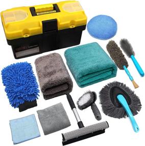 img 4 attached to 🚗 FALEYA.WZW Car Wash Cleaning Kit - Complete 13Pcs Detailing Tools for Exterior & Interior - Soft & Durable Design - Ultimate Box for All-Surfaces Washing, Drying, and Care