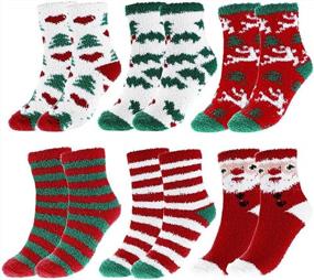 img 4 attached to Ayliss Women's Winter Holiday Fuzzy Socks - Мягкие плюшевые носки-тапочки с праздничным рождественским дизайном для максимального тепла и комфорта