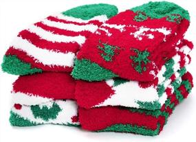 img 2 attached to Ayliss Women's Winter Holiday Fuzzy Socks - Мягкие плюшевые носки-тапочки с праздничным рождественским дизайном для максимального тепла и комфорта