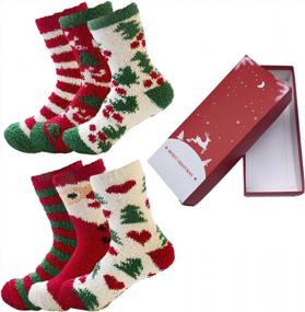 img 3 attached to Ayliss Women's Winter Holiday Fuzzy Socks - Мягкие плюшевые носки-тапочки с праздничным рождественским дизайном для максимального тепла и комфорта