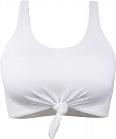 img 4 attached to Women'S Retro Scoop Neck Bow Knot Front Padded Tank Crop Top Bikini Swimsuit Top - Balasami