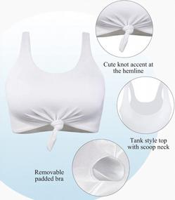 img 2 attached to Women'S Retro Scoop Neck Bow Knot Front Padded Tank Crop Top Bikini Swimsuit Top - Balasami