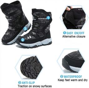 img 3 attached to HOBIBEAR Kids Winter Boots With Waterproof And Faux Fur Lining For Outdoor Activities