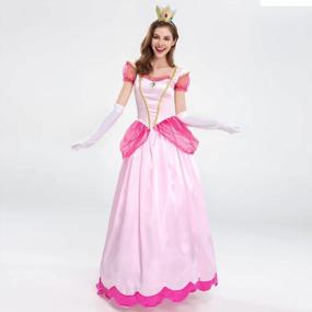 img 3 attached to Персиковый костюм принцессы для девочек, платье с пышными рукавами + костюм феи с короной на Хэллоуин, Рождество, карнавал, косплей
