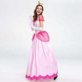 img 2 attached to Персиковый костюм принцессы для девочек, платье с пышными рукавами + костюм феи с короной на Хэллоуин, Рождество, карнавал, косплей