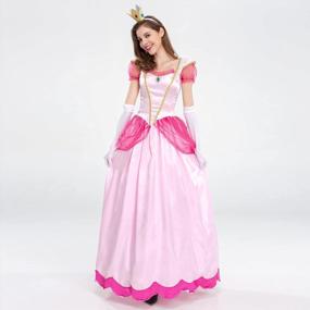 img 1 attached to Girls Princess Peach Costume Puff Sleeve Dress+Crown Fairy Outfit Halloween Christmas Carnival Cosplay