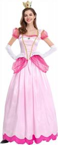 img 4 attached to Персиковый костюм принцессы для девочек, платье с пышными рукавами + костюм феи с короной на Хэллоуин, Рождество, карнавал, косплей