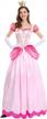 girls princess peach costume puff sleeve dress+crown fairy outfit halloween christmas carnival cosplay logo