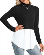 женская рубашка-блузка в стиле пэчворк 2 в 1 с ребристыми рукавами и подолом на пуговицах для работы логотип