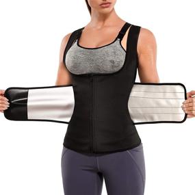 img 4 attached to Slimming Body Shaper Zipper Sauna Suit For Women - Eleady Sweat Vest Waist Trainer Corset, Ideal Workout Tank Tops