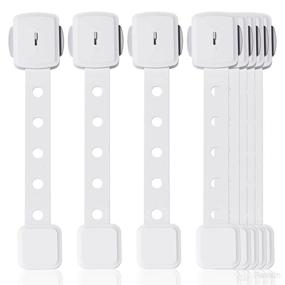 img 4 attached to 🔒 Mykahood Child Safety Strap Locks, 8 Pack Dual Action Cabinet Locks for Babies, Adhesive Baby Proofing Locks for Cabinets, Adjustable Strap for Freezer, Toilet, Trash Pail