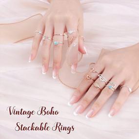 img 1 attached to Boho Chic: 92-Piece Set Of Vintage Knuckle Rings In Gold And Silver For Women And Teen Girls. Perfect Aesthetic Gift For Mother'S Day And Valentine'S Day.