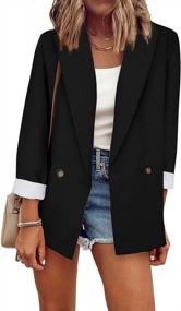 img 4 attached to ROSKIKI Women'S Loose Blazers Jackets With Lapel Collar And Button Closure