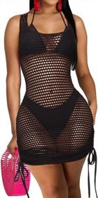 img 4 attached to SeNight Women'S Sheer Crochet Swimsuit Cover Up – Sexy Sleeveless Maxi Dress For Beach And Pool Party, Ideal Bikini See Through Swimwear