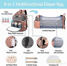 img 3 attached to 👶 Convenient and Versatile 8 in 1 Diaper Baby Bag: Changing Station, Foldable Bassinet, Mosquito Net, USB Charge Port, and more!