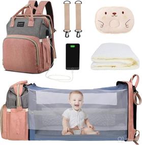 img 4 attached to 👶 Convenient and Versatile 8 in 1 Diaper Baby Bag: Changing Station, Foldable Bassinet, Mosquito Net, USB Charge Port, and more!