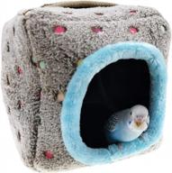 muyaopet winter warm bird nest house hanging hammock cage snuggle hut hideaway cave bed for hamster, guinea pig, rabbit and more - s (7.4") gray logo