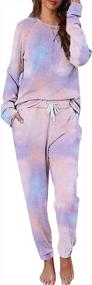 img 4 attached to Cysincos Women'S 2-Piece Loungewear Set With Sweatpants, Jogger Pajama Pants, Long Sleeve Pullover And Drawstring - Perfect For Comfortable Lounging