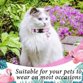 img 1 attached to 🐾 Weewooday 4-Piece Colorful Summer Cat Collar Set with Breakaway Feature, Bell, and Pendants - Adjustable, Cute Kitten Collar for Cat Safety and Style