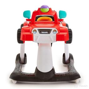 img 2 attached to Kolcraft 4x4-2-in-1 Activity Walker: Seated or Walk-Behind Position with Steering Wheel Lights, Car Sounds, and Music - Racer Red