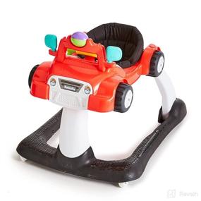 img 3 attached to Kolcraft 4x4-2-in-1 Activity Walker: Seated or Walk-Behind Position with Steering Wheel Lights, Car Sounds, and Music - Racer Red