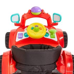 img 1 attached to Kolcraft 4x4-2-in-1 Activity Walker: Seated or Walk-Behind Position with Steering Wheel Lights, Car Sounds, and Music - Racer Red