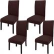 stretchable goodtou chair covers - perfect fit for dining room & kitchen set (set of 4, chocolate) logo