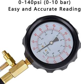 img 2 attached to 🚗 Premium Red01 Auto Fuel Injection Pump Pressure Tester Gauge Kit for Cars, Trucks & Vehicles - 0-140 PSI Engine Diagnostic Tool