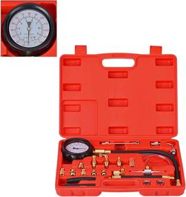 img 4 attached to 🚗 Premium Red01 Auto Fuel Injection Pump Pressure Tester Gauge Kit for Cars, Trucks & Vehicles - 0-140 PSI Engine Diagnostic Tool