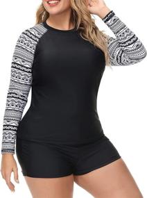 img 3 attached to 👙 Hanna Nikole Women's Tankini Rash Guard and Geometric Swimsuit Set - Stylish Clothing for Beach & Pool