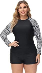 img 2 attached to 👙 Hanna Nikole Women's Tankini Rash Guard and Geometric Swimsuit Set - Stylish Clothing for Beach & Pool